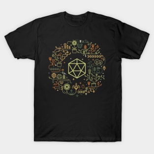 Polyhedral D20 Dice with Plants and Succulents Dungeons Crawler and Dragons Slayer Tabletop RPG Addict T-Shirt